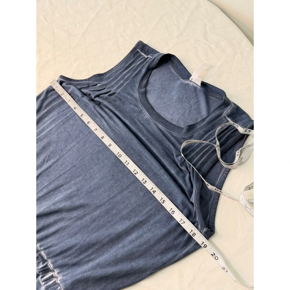 Cable & Gauge Distressed Denim Blue Midi Dress Drawstring Elastic Waist NWT Boho